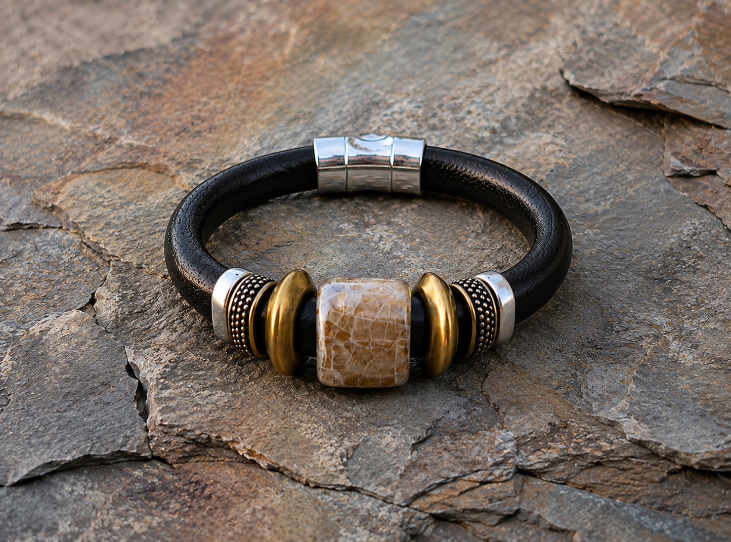 Black Bear Leather Bracelet