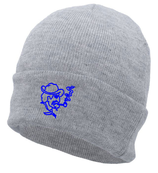 Grey Cuff Beanie Light Embroidered with Herder Head
