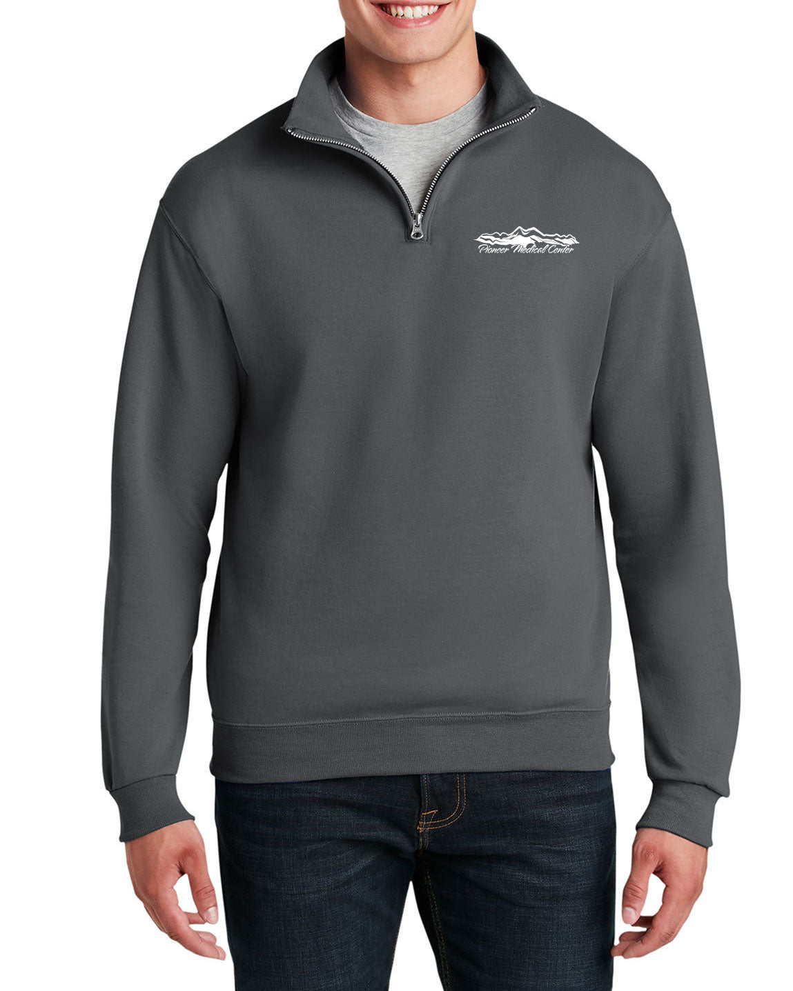 Charcoal Grey 1/4-Zip Cadet Collar Sweatshirt