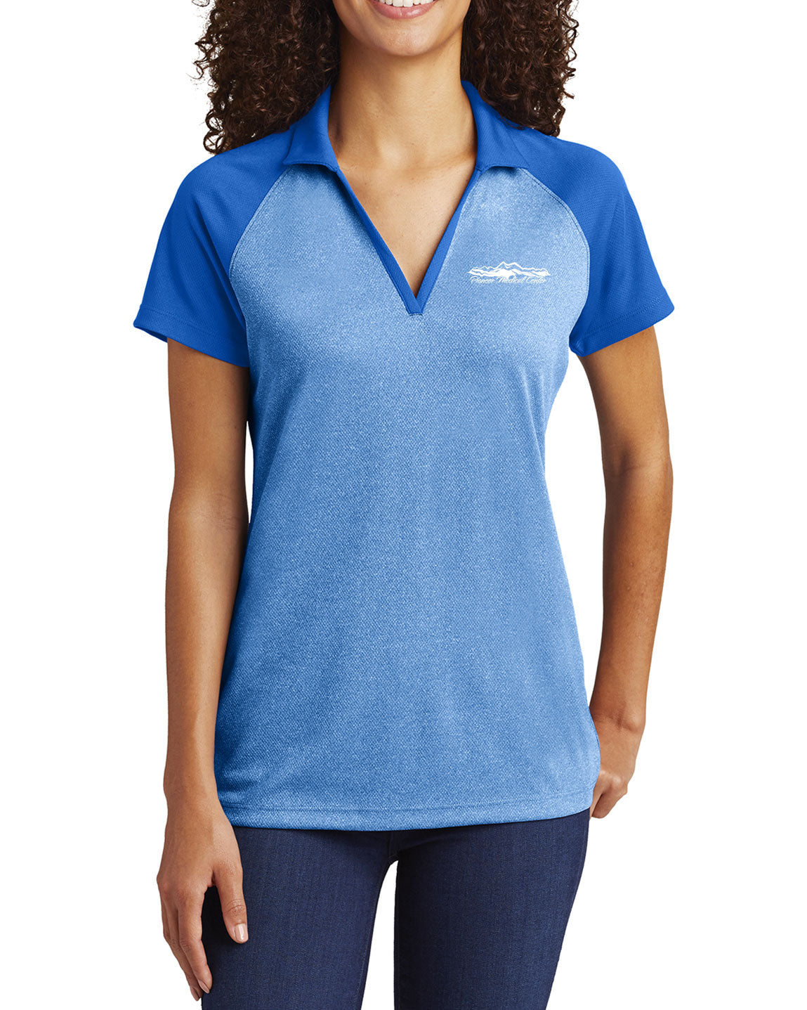 True Royal Heather Ladies' RacerMesh®Polo