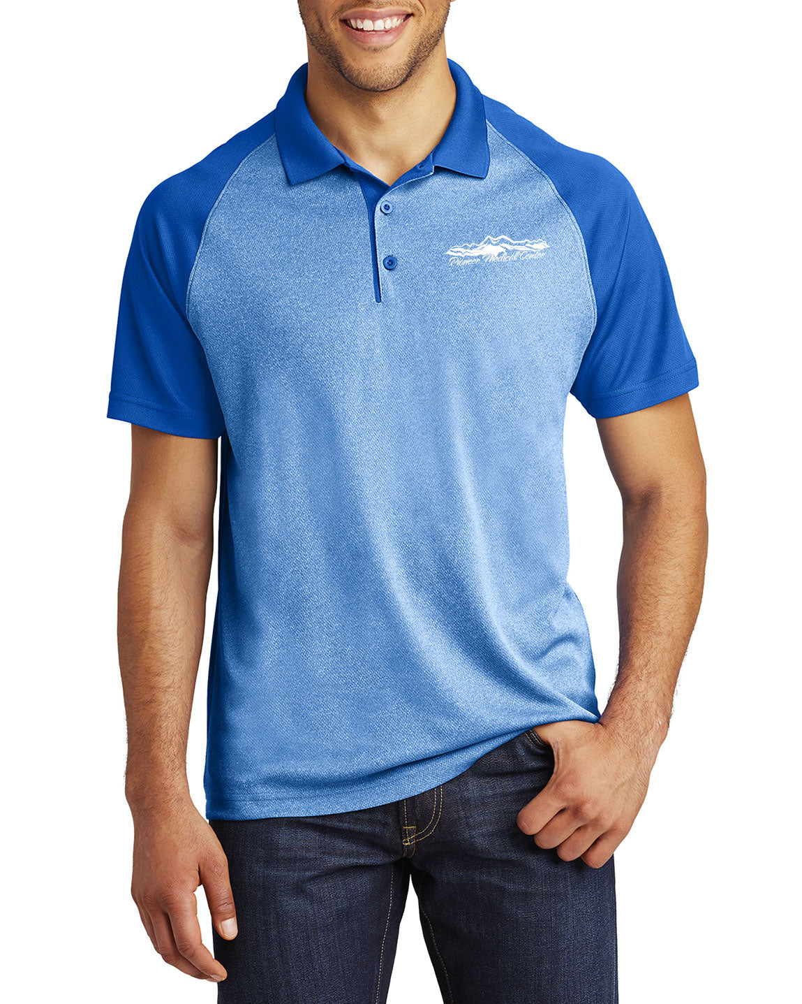 True Royal Heather/ True Royal Mens' RacerMesh®Polo