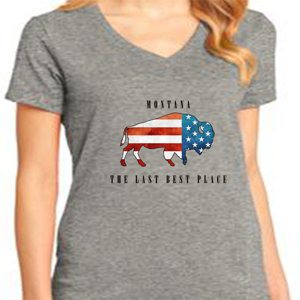 Bison American Flag T-Shirt