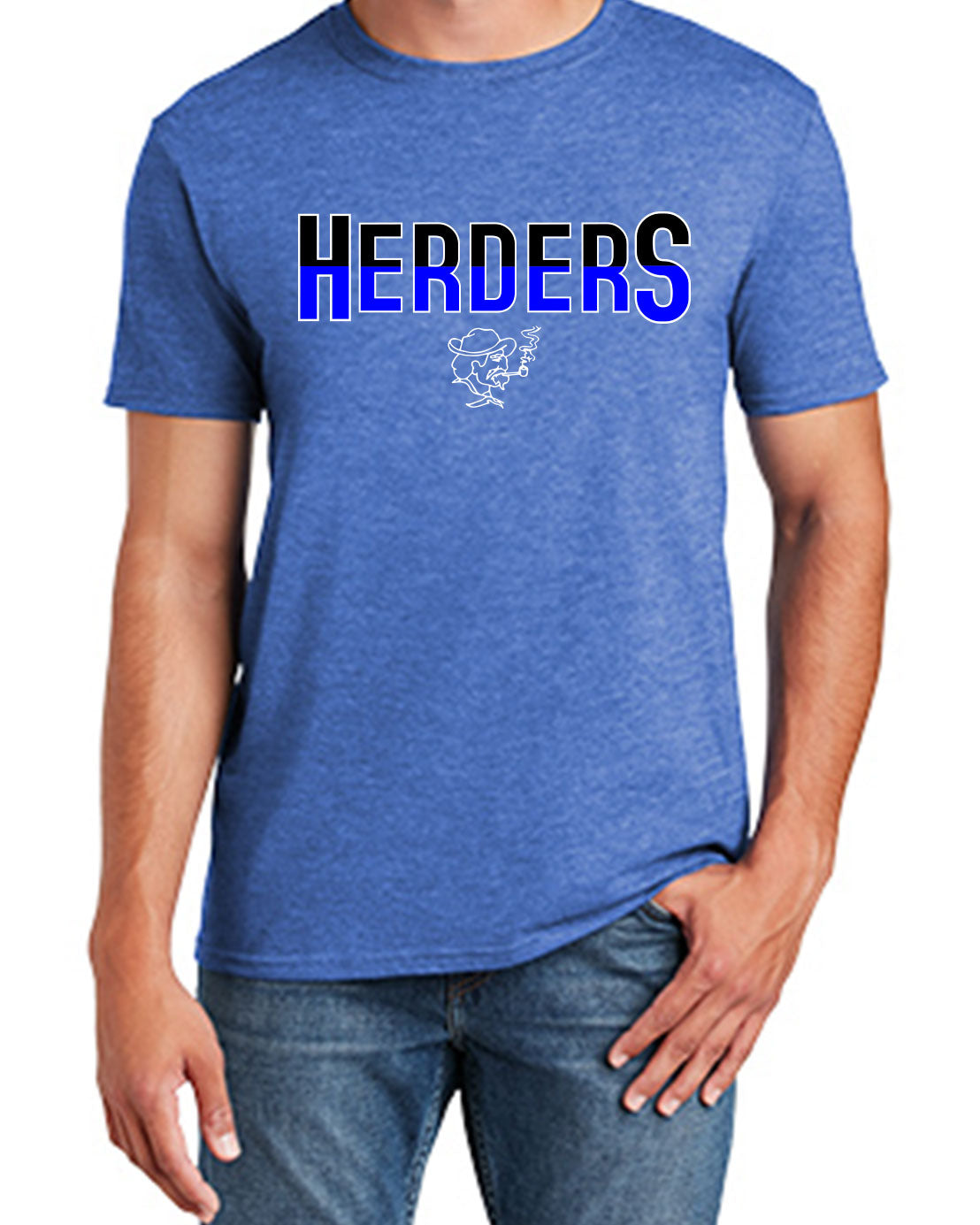 Men's Heather Royal T-Shirt Split Herder Design 2