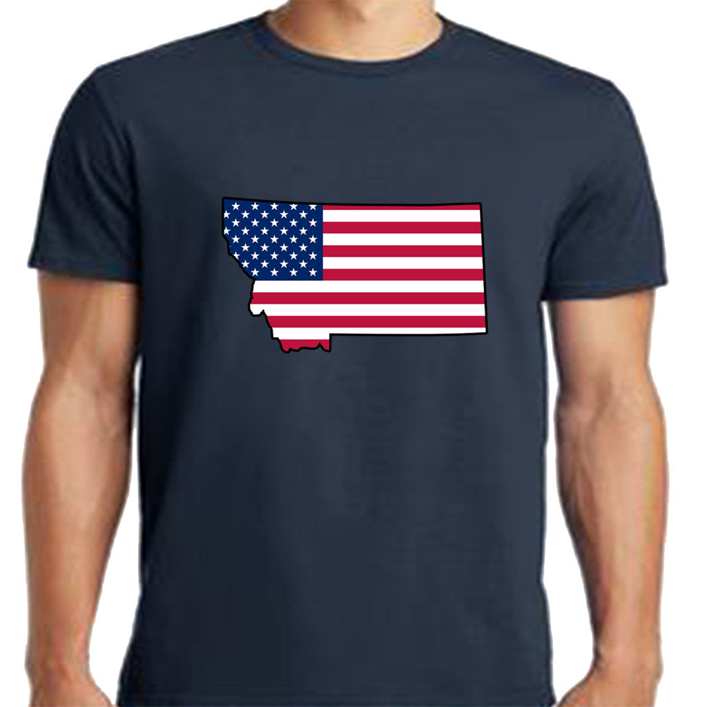Montana State with American Flag